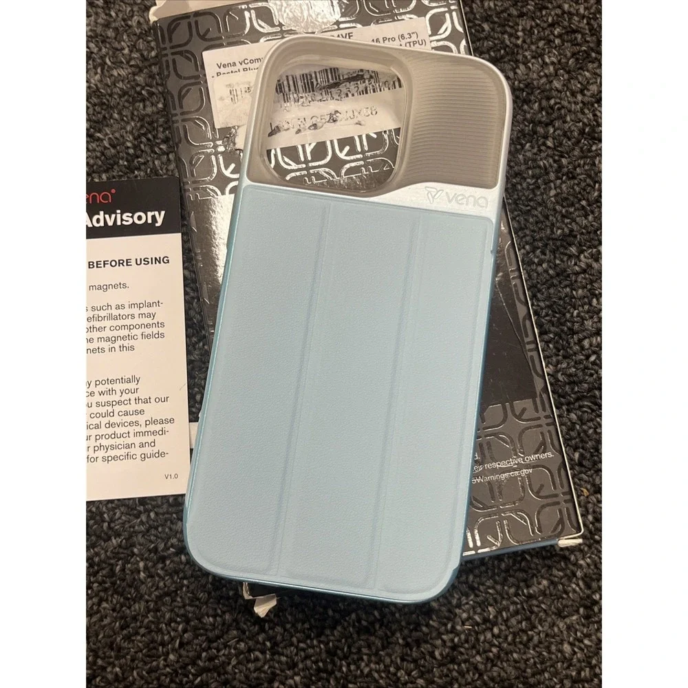 Vena vCommute Flip Leather Cover/Card slot Case for iPhone 16 Pro - Pastel Blue